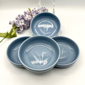 4 Winfield Porcelain Blue Pacific Bowls. Made in USA. 1950s